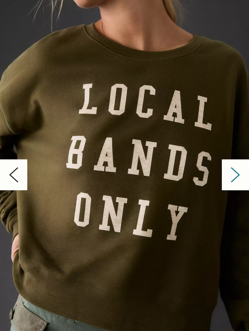 Olive Green 'Local Bands Only' Crewneck Sweatshirt
